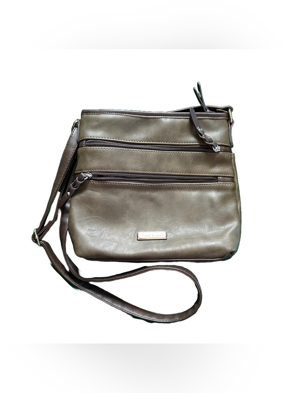 Tyler Rodan Crossbody Bag – Olive Faux Leather – Multi-Zip – Excellent Condition